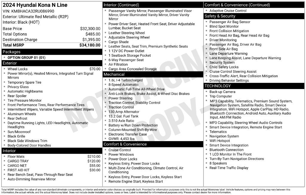 Certified 2024 Hyundai Kona N Line AWD/4WD image 30