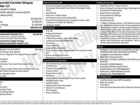 Certified 2023 Chevrolet Corvette Stingray Convertible w/ Z51 Performance Package RWD image 35