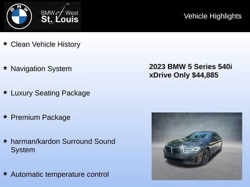 Used 2023 BMW 540i xDrive w/ Premium Package AWD/4WD image 8