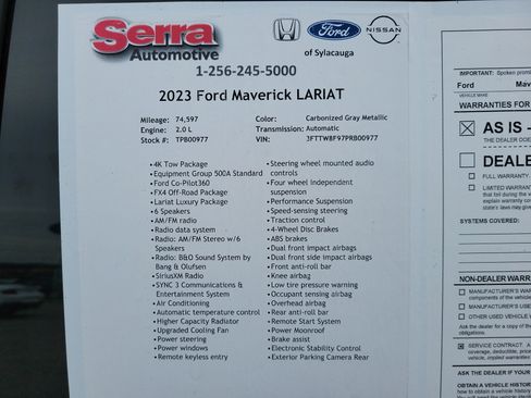 Used 2023 Ford Maverick Lariat w/ Lariat Luxury Package AWD/4WD image 27