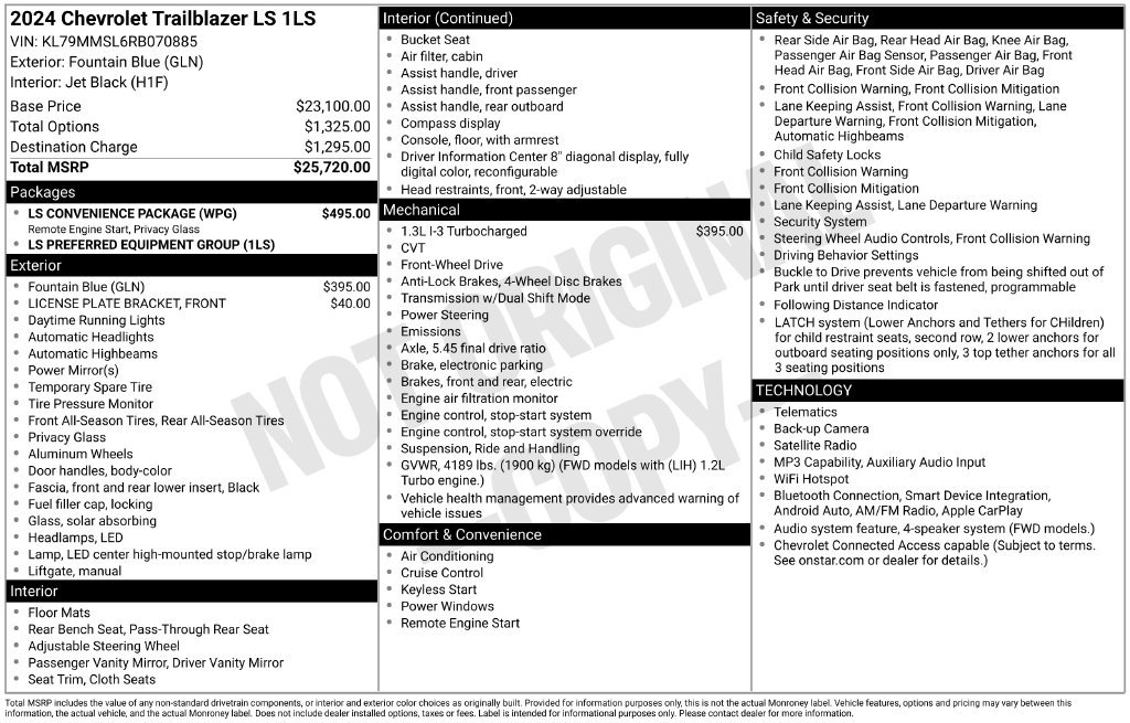 Used 2024 Chevrolet TrailBlazer LS w/ LS Convenience Package FWD image 33