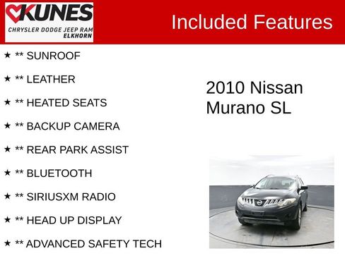 Used 2010 Nissan Murano SL w/ Leather Pkg image 3