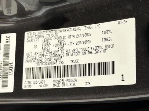 New 2026 Toyota Tundra Platinum AWD/4WD image 25