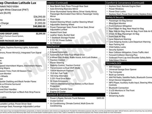 Used 2022 Jeep Cherokee Latitude Lux w/ Sun & Sound Group AWD/4WD image 2