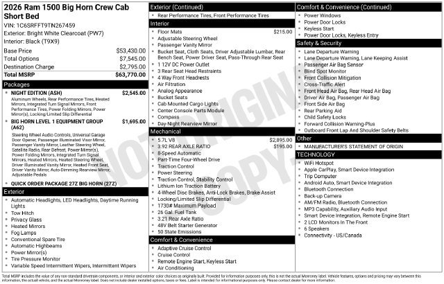 Used 2026 RAM 1500 Big Horn w/ Night Edition AWD/4WD image 9