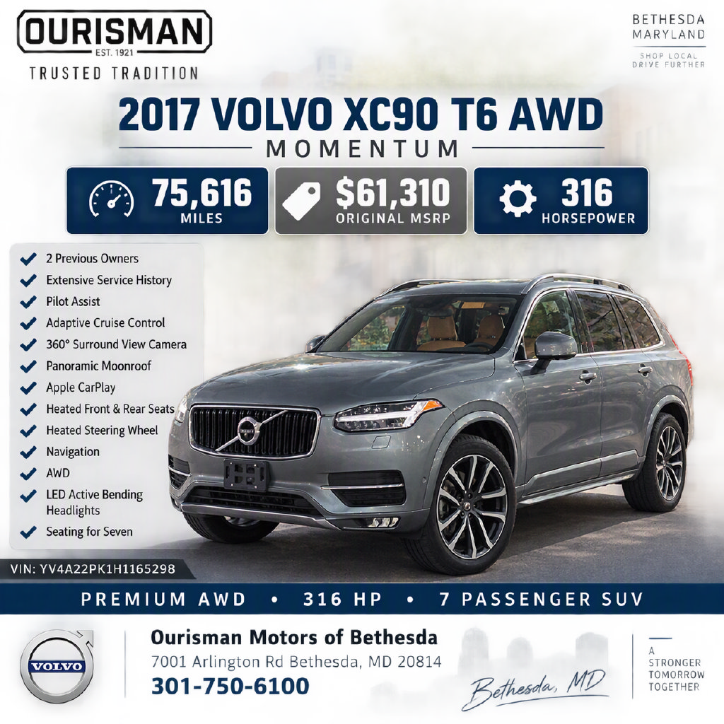 Used 2017 Volvo XC90 T6 Momentum w/ Vision Package AWD/4WD image 2