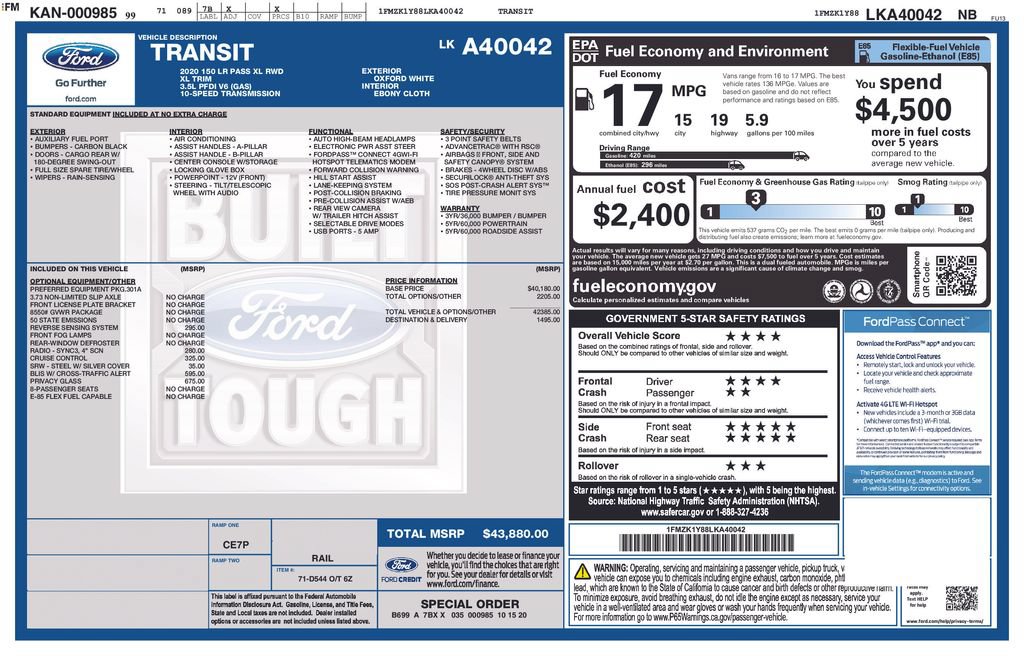 Used 2020 Ford Transit 150 XL RWD image 9