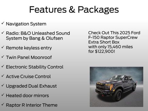 Used 2025 Ford F150 Raptor w/ Equipment Group 803A Raptor R image 4