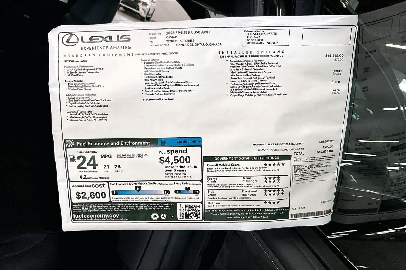 New 2026 Lexus RX 350 AWD w/ Convenience Package image 14