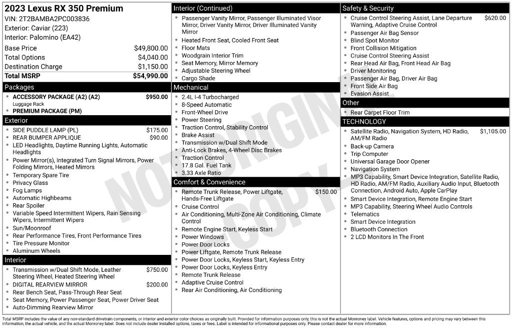 Used 2023 Lexus RX 350 Premium w/ Accessory Package (A2) FWD image 35