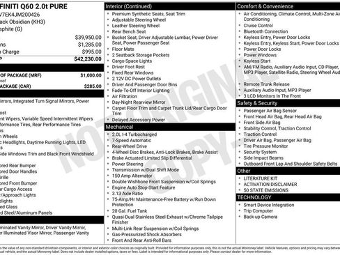 Used 2018 INFINITI Q60 2.0t w/ Moonroof Package image 2