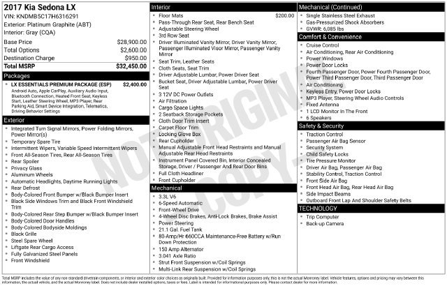 Used 2017 Kia Sedona LX w/ LX Essentials Premium Package FWD image 7