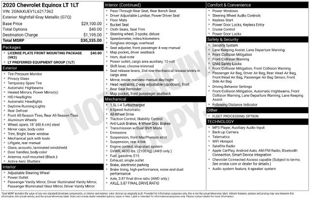 Certified 2020 Chevrolet Equinox LT AWD/4WD image 34