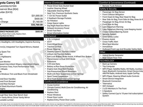 Used 2025 Toyota Camry SE w/ Convenience Package FWD image 9