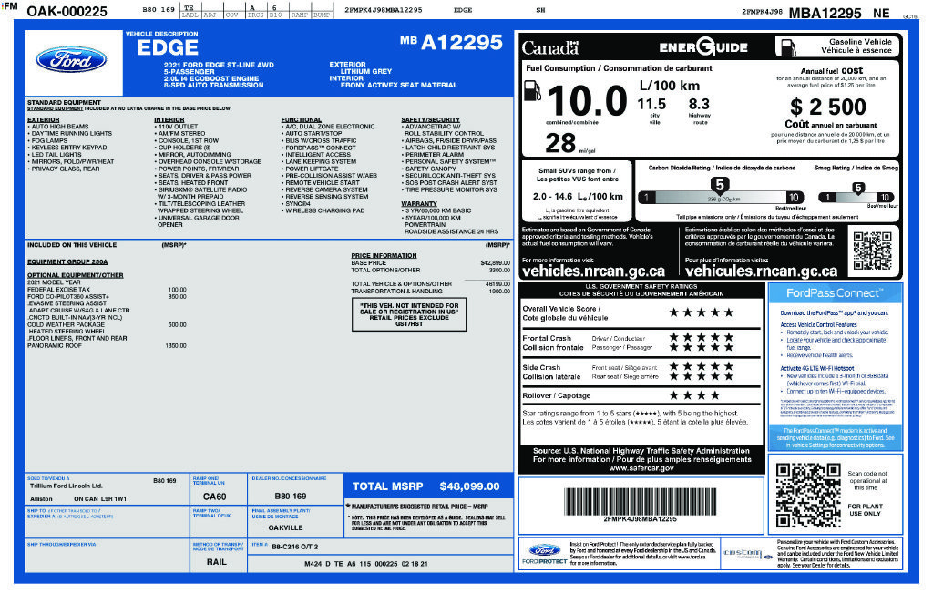 Used 2021 Ford Edge ST-Line w/ Cold Weather Package AWD/4WD image 43