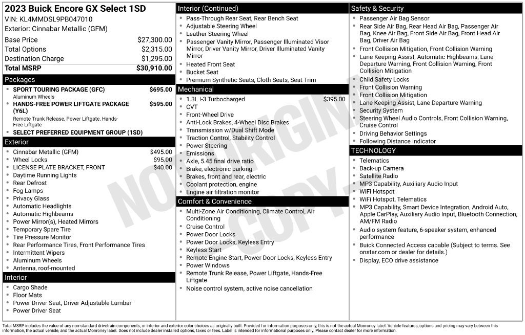 Certified 2023 Buick Encore GX Select w/ Sport Touring Package FWD image 5