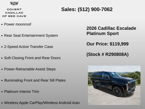 Used 2026 Cadillac Escalade Platinum Sport w/ LPO, Floor Liner Package AWD/4WD image 18