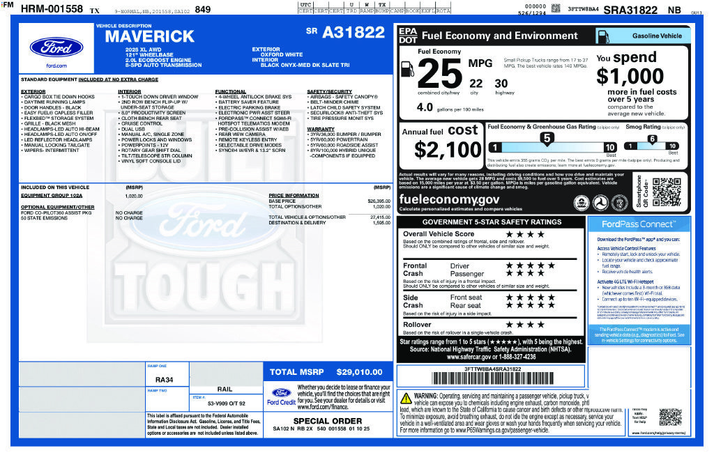 Used 2025 Ford Maverick XL w/ Equipment Group 102A AWD/4WD image 22