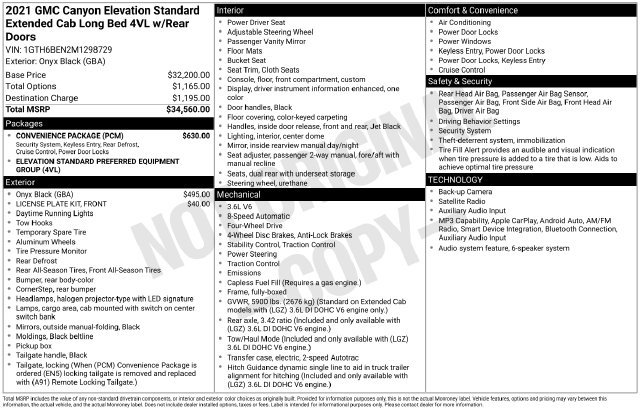 Used 2021 GMC Canyon Elevation Standard w/ Convenience Package AWD/4WD image 4