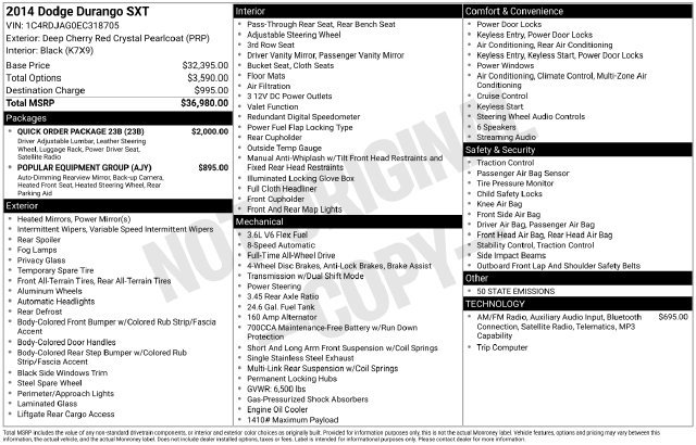 Used 2014 Dodge Durango SXT w/ Quick Order Package 23B AWD/4WD image 2