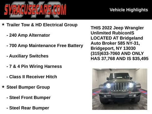 Used 2022 Jeep Wrangler Unlimited Rubicon w/ Steel Bumper Group AWD/4WD image 5