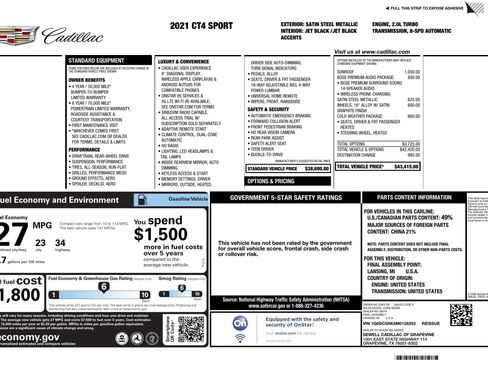 Used 2021 Cadillac CT4 Sport w/ Bose Premium Audio Package image 3