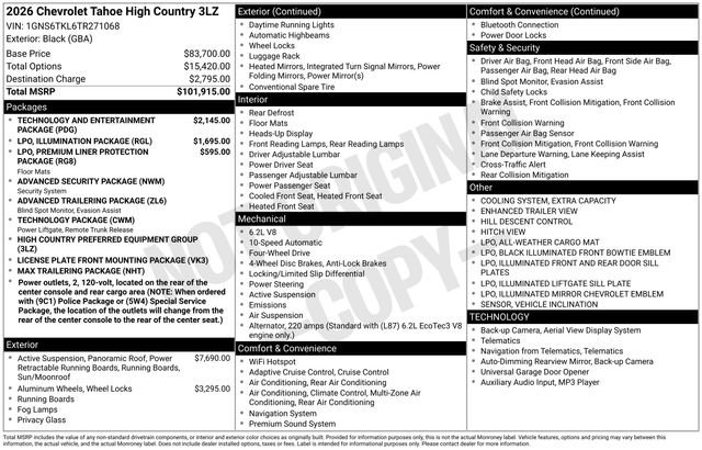 New 2026 Chevrolet Tahoe High Country AWD/4WD image 2