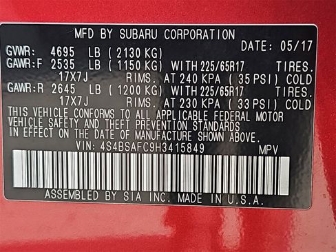 Used 2017 Subaru Outback 2.5i Premium image 39