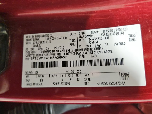 Certified 2019 Ford F150 Platinum w/ Equipment Group 701A Luxury AWD/4WD image 41