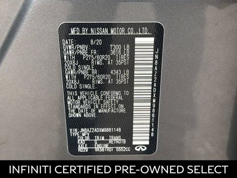Certified 2021 INFINITI QX80 Luxe w/ Cargo Package RWD image 28