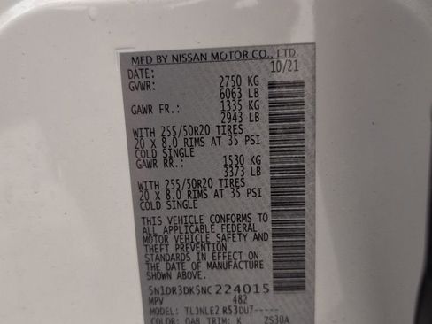 Used 2022 Nissan Pathfinder Platinum w/ Cargo Package image 50