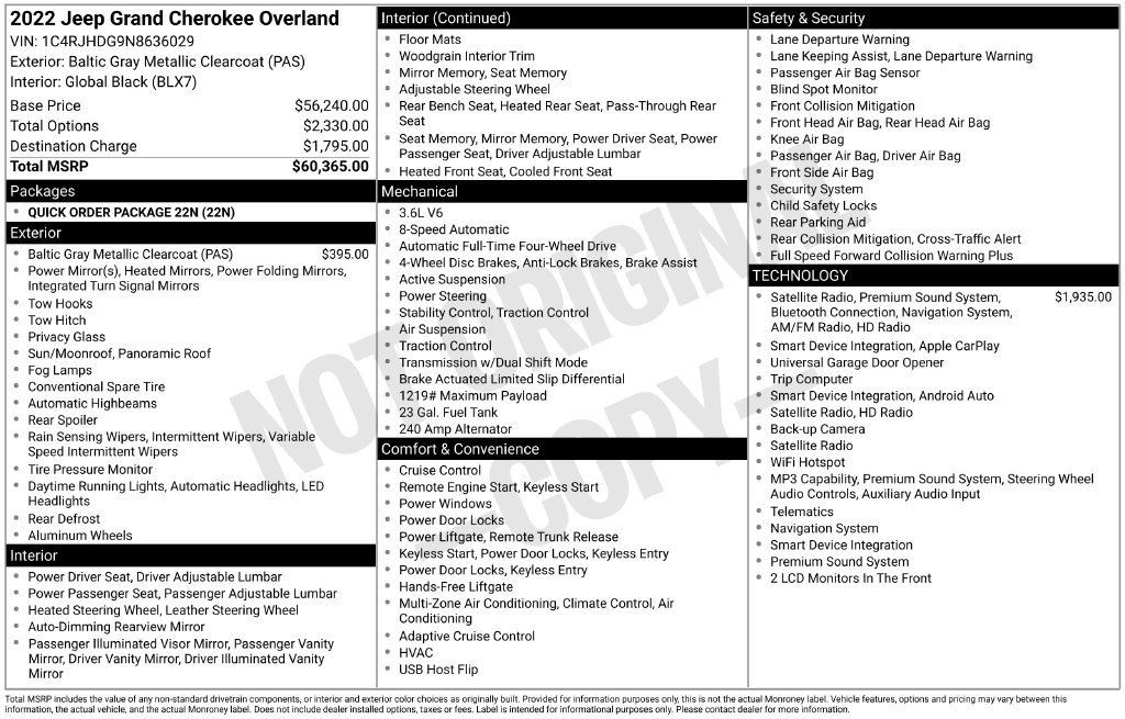 Used 2022 Jeep Grand Cherokee Overland AWD/4WD image 5