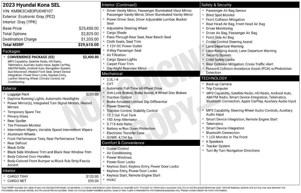 Certified 2023 Hyundai Kona SEL w/ Convenience Package AWD/4WD image 35