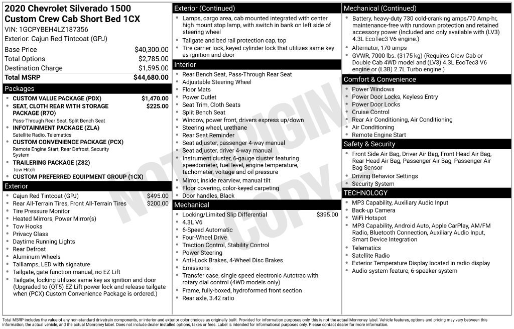Used 2020 Chevrolet Silverado 1500 Custom w/ Custom Value Package AWD/4WD image 6