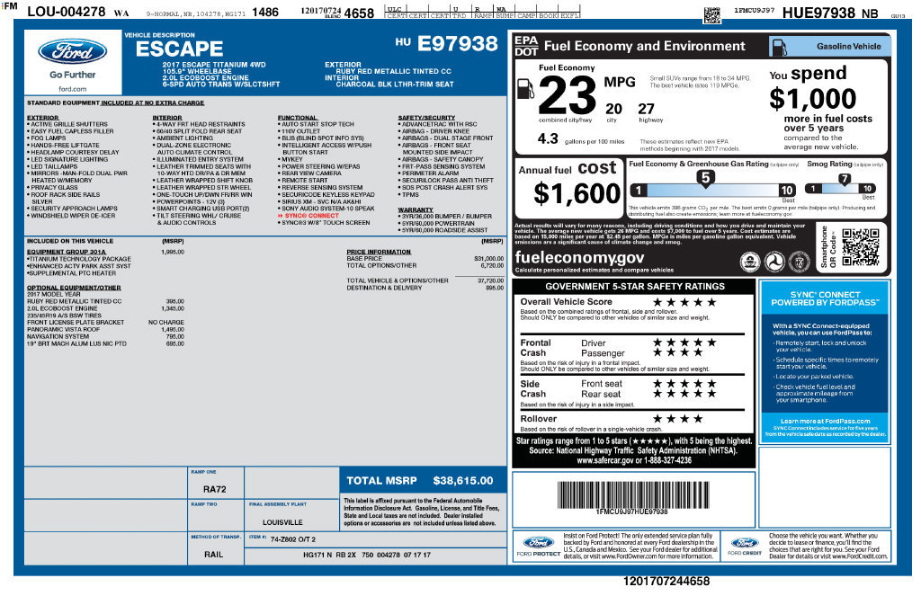 Used 2017 Ford Escape Titanium w/ Equipment Group 301A AWD/4WD image 4