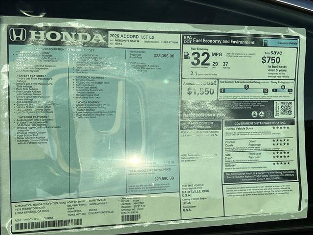 New 2026 Honda Accord LX image 18