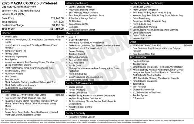 Certified 2025 MAZDA CX-30 AWD 2.5 S w/ Preferred Package image 35