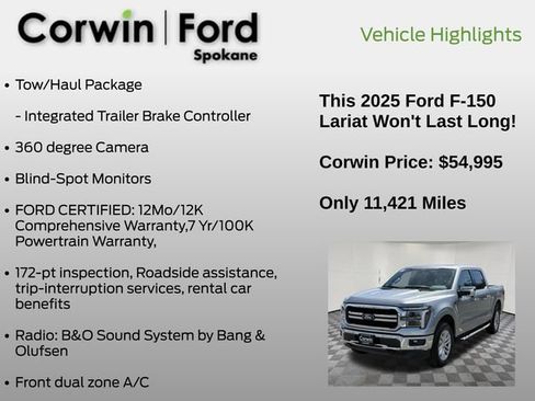 Certified 2025 Ford F150 Lariat w/ Tow/Haul Package AWD/4WD image 7