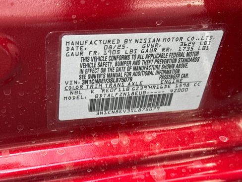 New 2025 Nissan Versa SV w/ Trunk Package FWD image 22