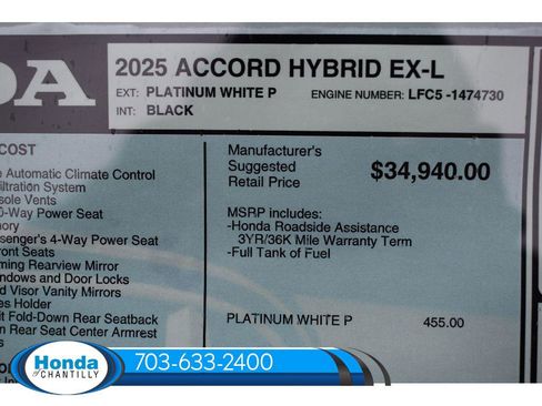 New 2025 Honda Accord EX-L image 38