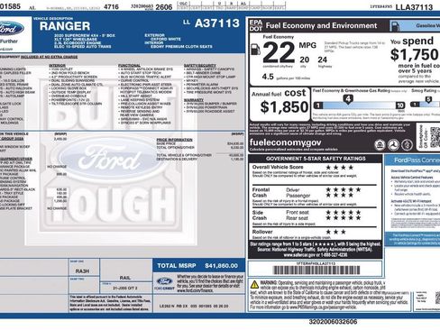 Certified 2020 Ford Ranger XLT w/ Equipment Group 302A Luxury AWD/4WD image 26
