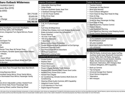 Certified 2025 Subaru Outback Wilderness AWD/4WD image 35