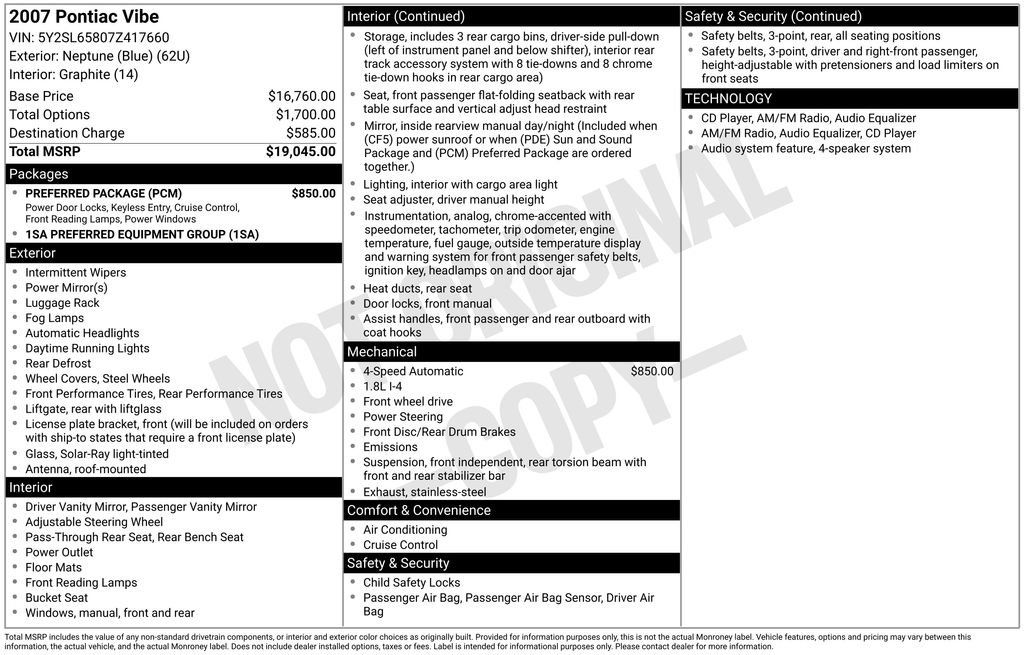 Used 2007 Pontiac Vibe w/ Preferred Package FWD image 33
