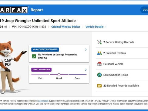 Used 2019 Jeep Wrangler Unlimited Sport AWD/4WD image 9