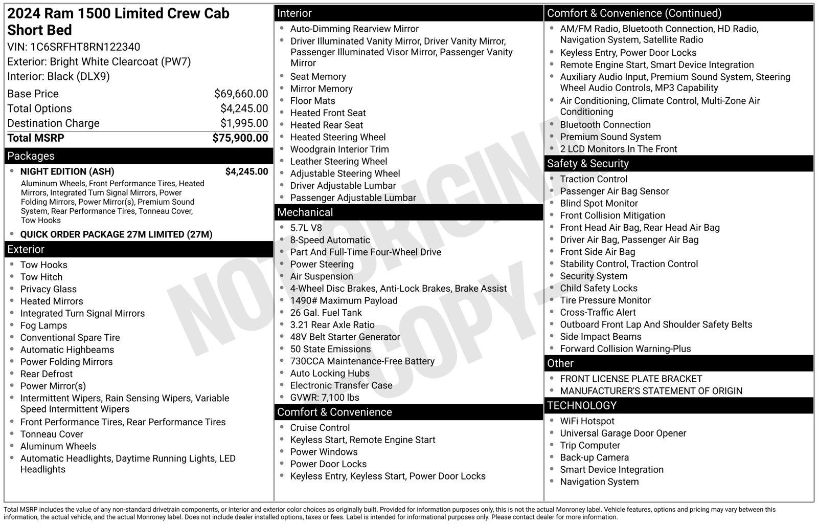Used 2024 RAM 1500 Limited w/ Night Edition AWD/4WD image 3