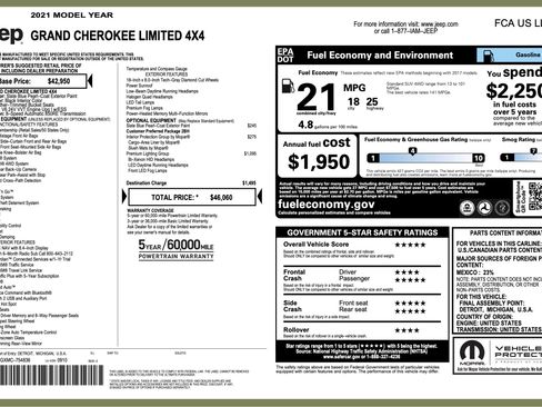 Used 2021 Jeep Grand Cherokee Limited w/ Premium Lighting Group image 3