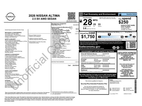 New 2026 Nissan Altima 2.5 SV w/ SV Premium Package AWD/4WD image 28