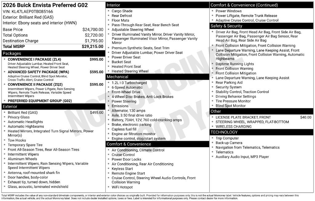 New 2026 Buick Envista Sport Touring w/ Convenience I Package FWD image 26