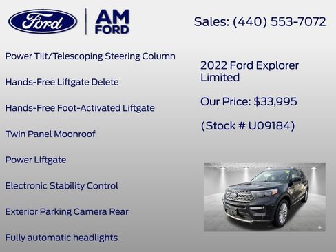 Certified 2022 Ford Explorer Limited w/ Equipment Group 301A AWD/4WD image 20