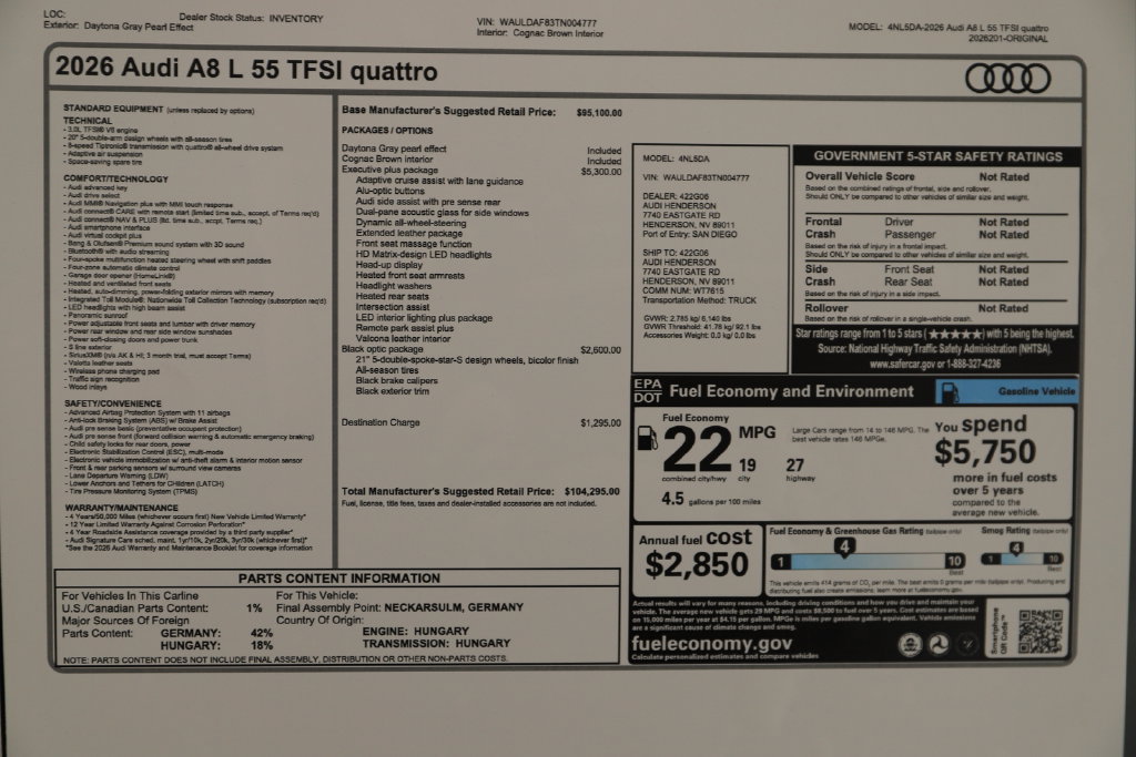 New 2026 Audi A8 L 3.0T AWD/4WD image 33